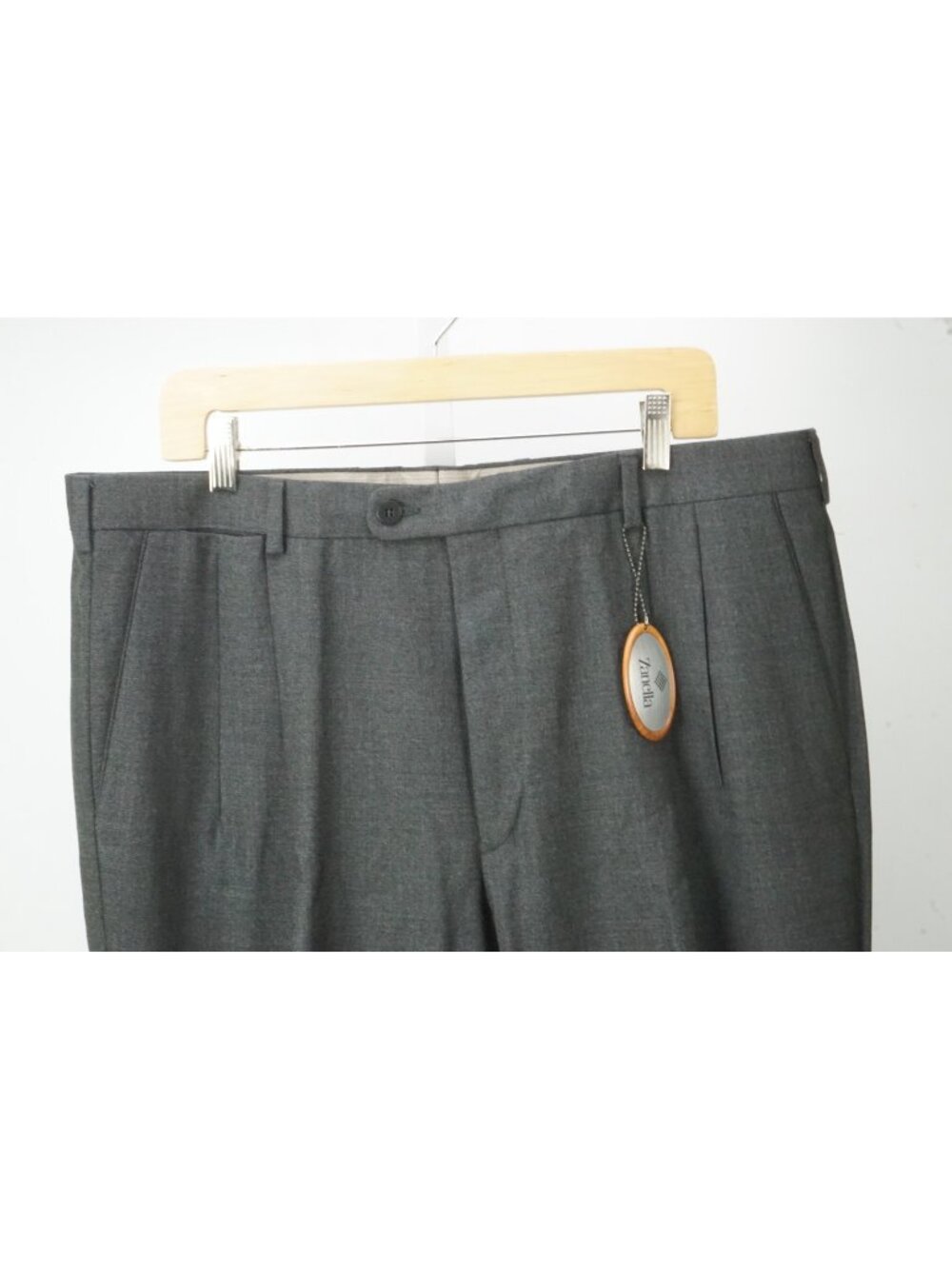 Zanella Johnny Medium Gray Woven Wool Mens Dress Pants Sz 56 EU BRAND NEW